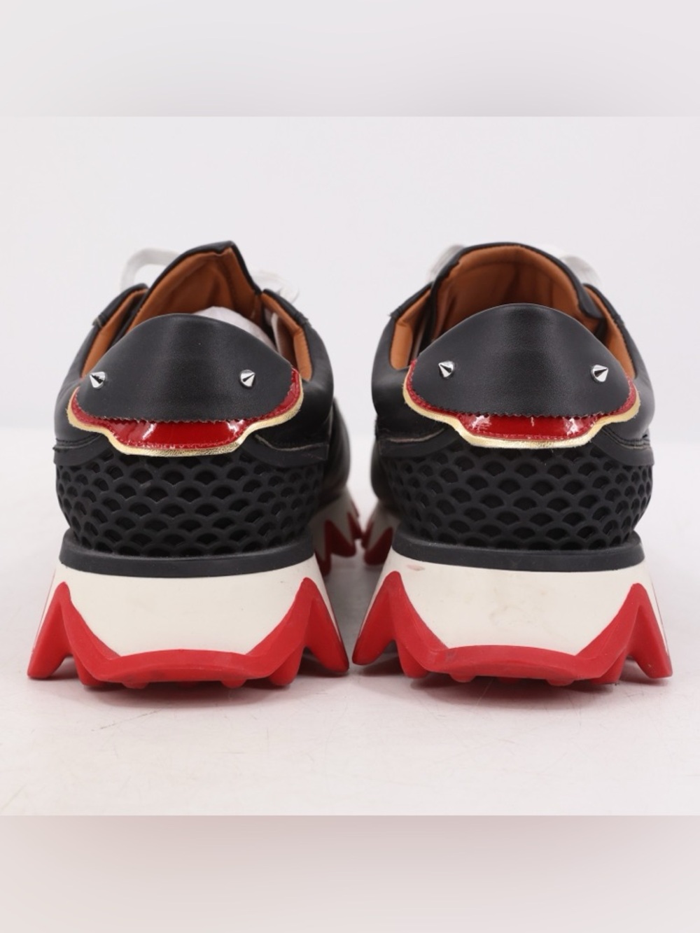 Christian Louboutin Loubishark Sneakers Black, White & Red Men's Zigzag Sole 12 - Picture 4 of 16